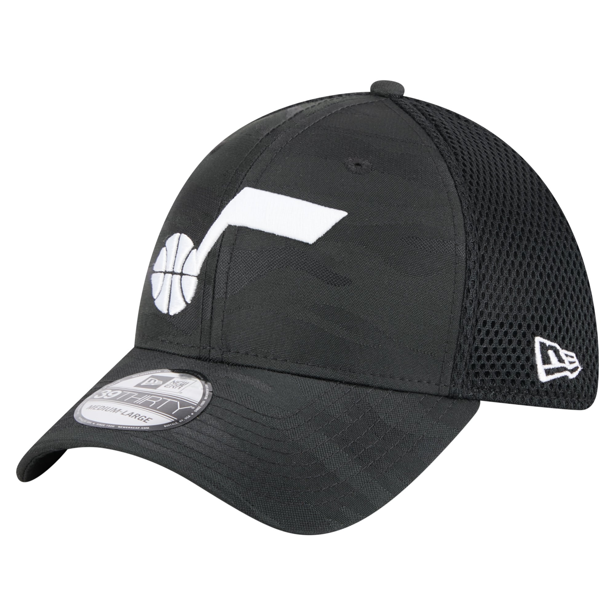 Men's New Era Black Utah Jazz Subtle Camo 39THIRTY Flex Hat